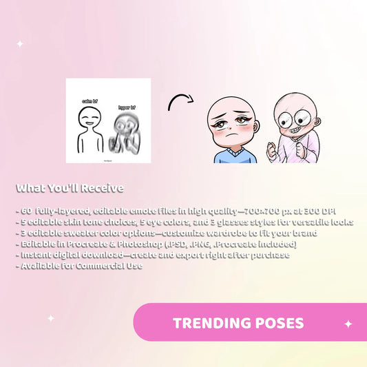 60 Couple Twitch Emote Base - Procreate Brush and Stamp