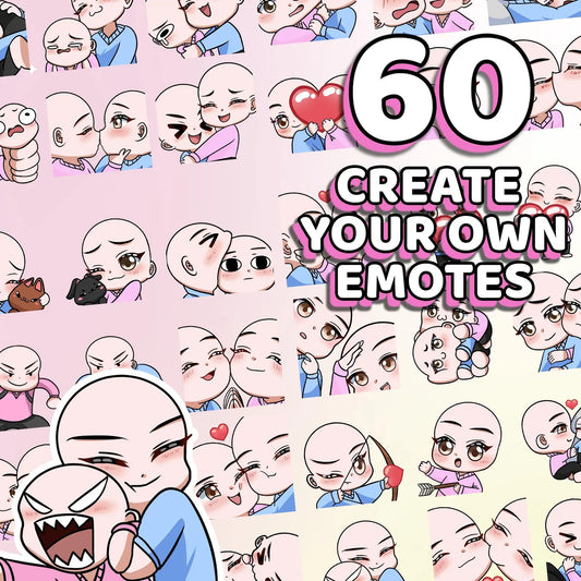 60 Couple Twitch Emote Base - Procreate Brush and Stamp