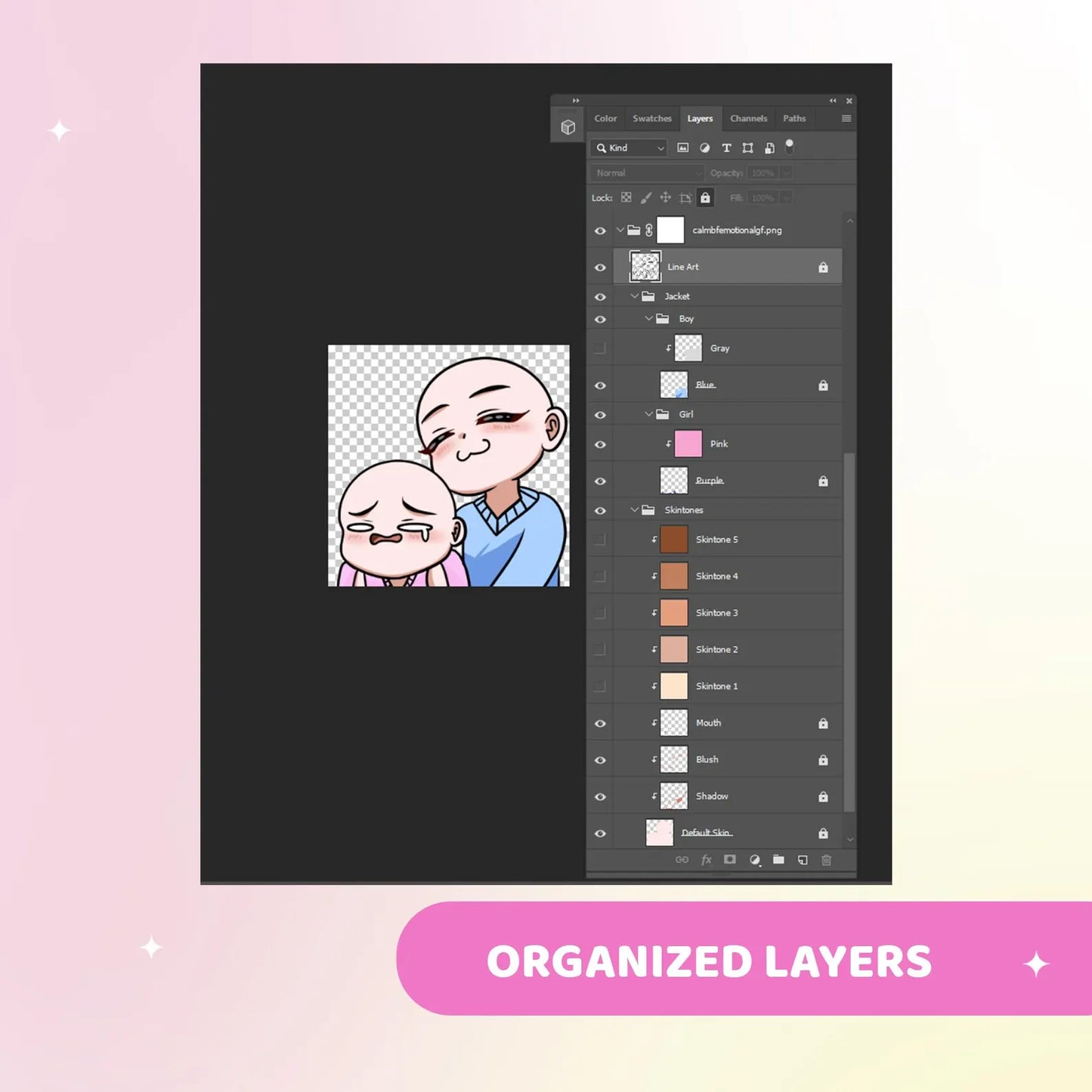 60 Couple Twitch Emote Base - Procreate Brush and Stamp